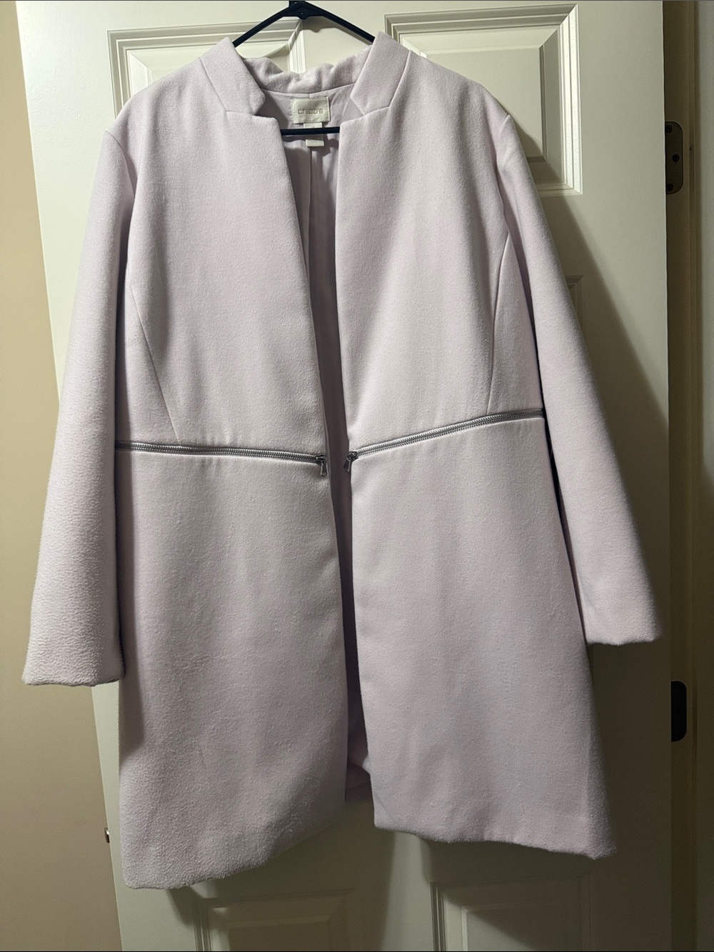 Chico's Light Lavender Collarless Trench Coat